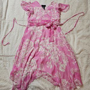 Speechless Pink Floral Sharkbite Hem Short Sleeve Spring Dress 8